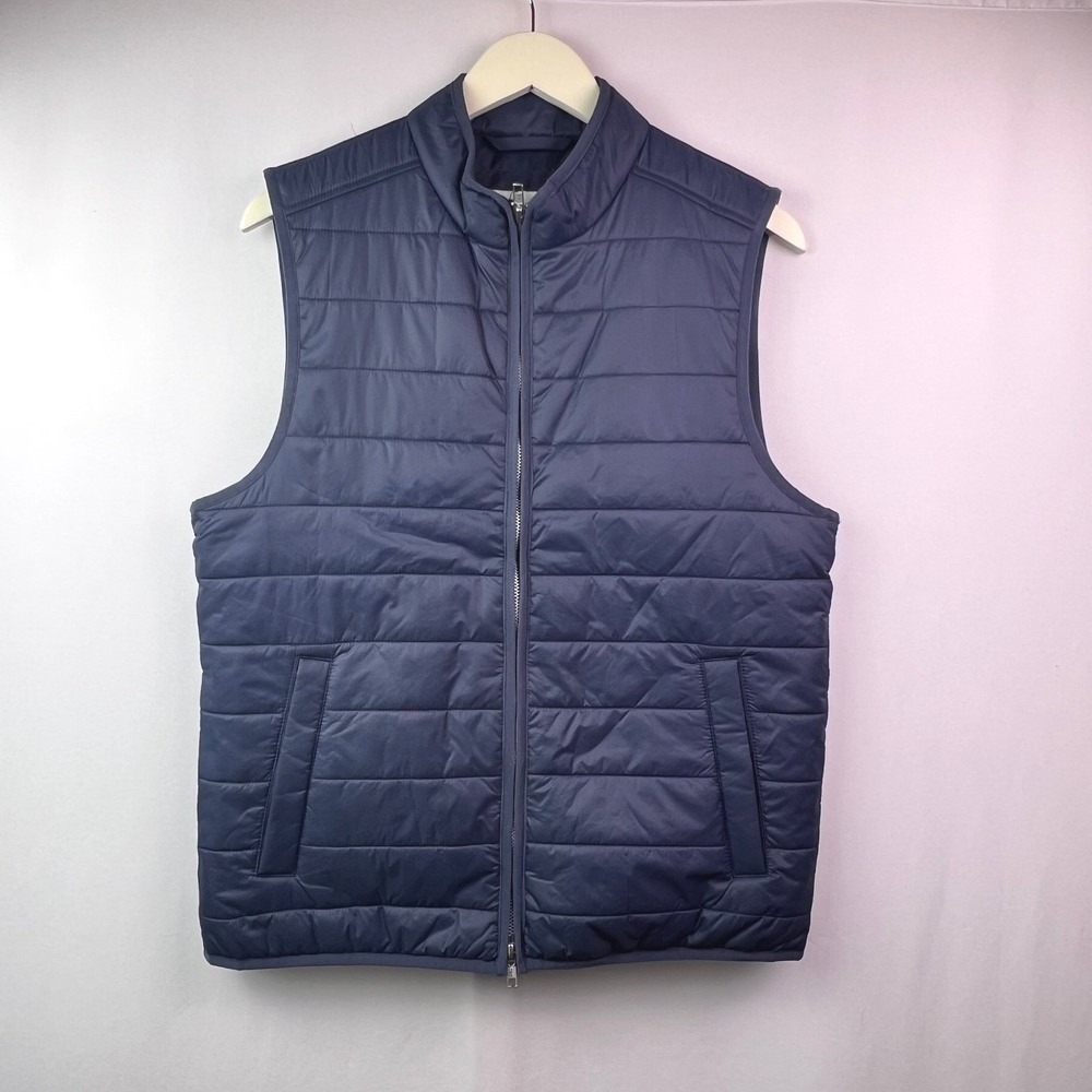 Goodfellow & Co Puffer Vest Mens Small Blue Quilted Full Zip Lightweight
